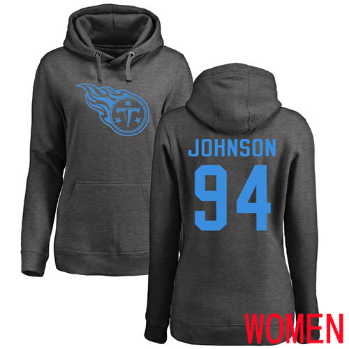 Tennessee Titans Ash Women Austin Johnson One Color NFL Football #94 Pullover Hoodie Sweatshirts->tennessee titans->NFL Jersey
